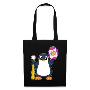 Pinguin Ostern Baseball - Stoffbeutel - Schwarz - Vorne