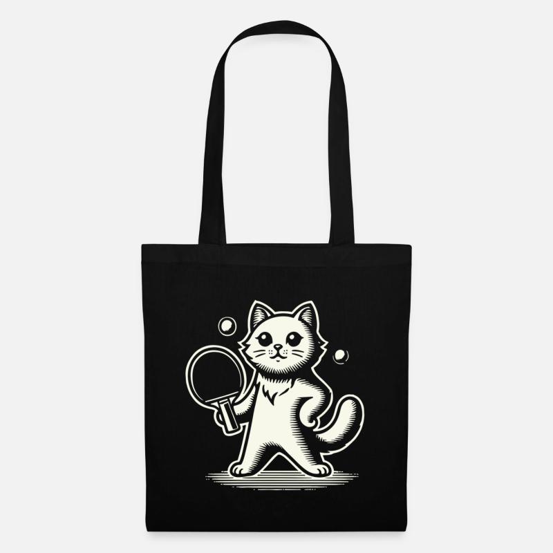 Chat mignon jouant au ping-pong - Sac en tissu - noir