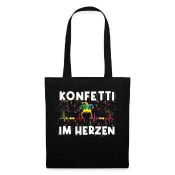 Fasching Konfetti Im Herzen - Stoffbeutel - Schwarz - Vorne