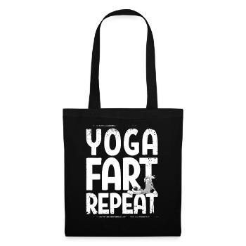 Yoga Fart Repeat Spruch mit furzendem Wolf - Stoffbeutel - Schwarz - Vorne