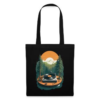 Musik Streetwear Outfit Plattenspieler Natur - Stoffbeutel - Schwarz - Vorne