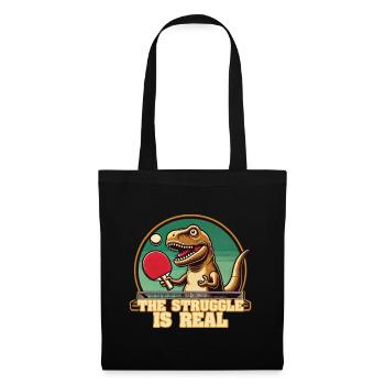 Lustiger T-Rex Tischtennis Struggle Spruch - Stoffbeutel - Schwarz - Vorne