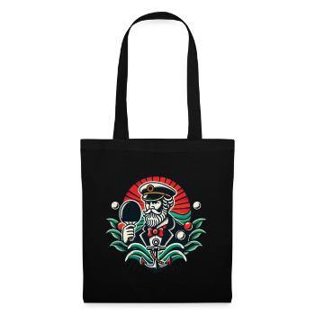 Retro Tischtennis Tattoo Stil Kapitän Design - Stoffbeutel - Schwarz - Vorne