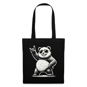 Heavy Metal Musique Panda Avec Lunettes De Soleil - Sac en tissu - noir - Devant