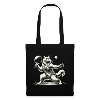 Cute cat playing table tennis - Tote Bag - black - Front