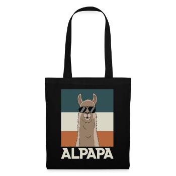 Papa Alpaga Papa Drôle Lama Cadeau de Fête des Pères - Sac en tissu - noir - Devant