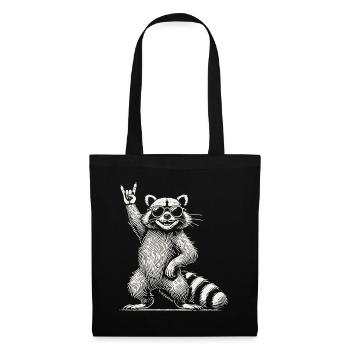 Funny Raccoon Rock Music Retro Festival Vibe - Tote Bag - black - Front