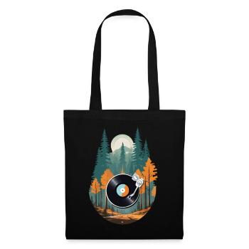 Vintage Plattenspieler Musik Retro Streetwear - Stoffbeutel - Schwarz - Vorne