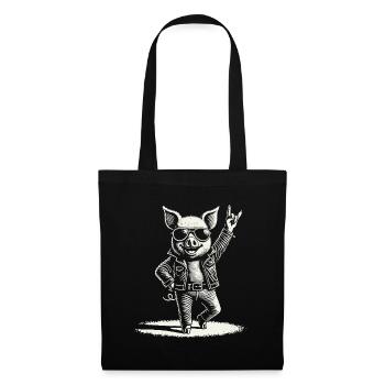 Rocking pig with heavy metal flair - Tote Bag - black - Front