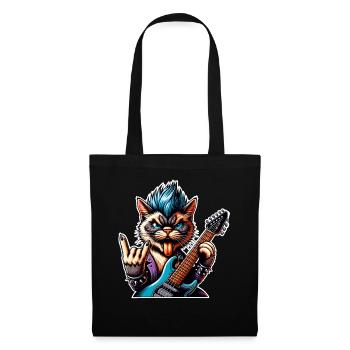 Cat Guitariste de Rock and Roll - Sac en tissu - noir - Devant