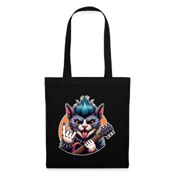 Cat Guitariste de Rock and Roll - Sac en tissu - noir - Devant