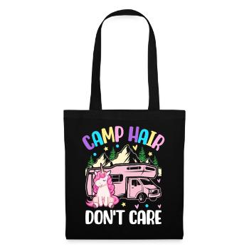 Camp Hair Don’t Care Camping Girl Campeur - Sac en tissu - noir - Devant