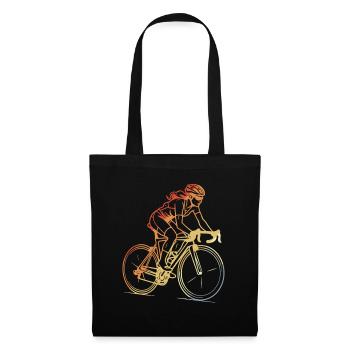 Retro Radfahrerin Line Art - Stoffbeutel - Schwarz - Vorne