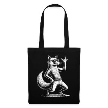 Rock Musik Lustige Heavy Metal Fuchs - Stoffbeutel - Schwarz - Vorne