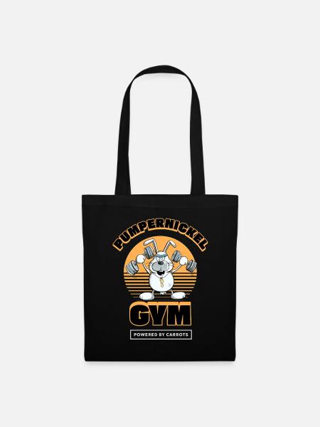 Pumpernickel Krafttraining Hase Fitness Spruch - Stoffbeutel - Schwarz