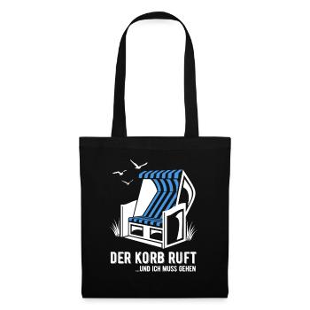 Der Korb ruft - Strandkorb - Meer - Urlaub - Stoffbeutel - Schwarz - Vorne