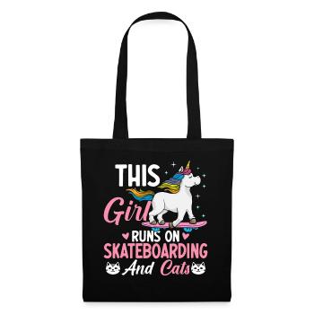 Skateboard et chats Skateuses - Sac en tissu - noir - Devant