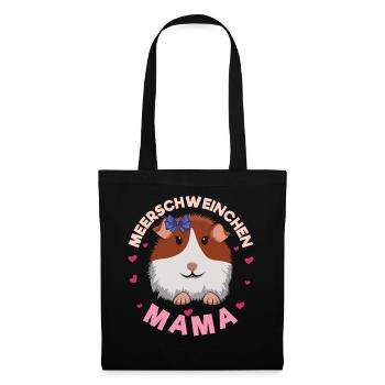 Meerschweinchen Mama Coole Illustration - Stoffbeutel - Schwarz - Vorne