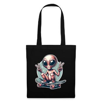 Alien Skateboard Skater Skate - Tote Bag - black - Front