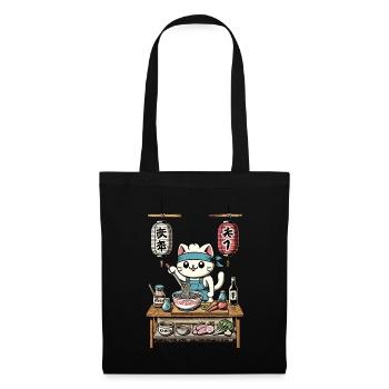 Cats, Ramen, Chef, Ukiyo-E, Kawaii, Retro, Japan - Tote Bag - black - Front