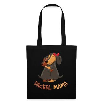Dackel Mama Liebevoller Hund Umarmung - Stoffbeutel - Schwarz - Vorne