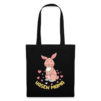 Mignon lapins maman illustration avec des coeurs - Sac en tissu - noir - Devant