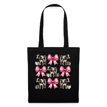 Coquette Bow Cow Farmer Milk Dairy Farmer - Tote Bag - black - Front