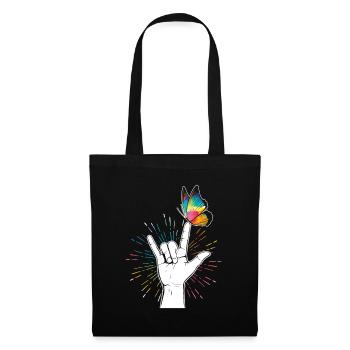 Autisme signe de la main papillon - Sac en tissu - noir - Devant