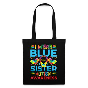 Je porte du bleu pour ma sœur autiste - Sac en tissu - noir - Devant