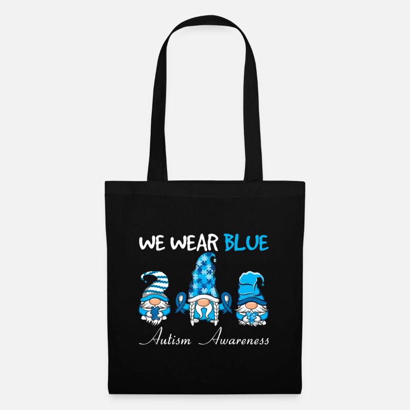 Autismus Wir Tragen Blau Gnome Bewusstsein - Stoffbeutel - Schwarz
