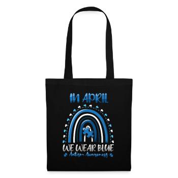 Sensibilisation à l’autisme en avril, nous portons du bleu - Sac en tissu - noir - Devant