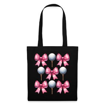 Coquette Bow Golf Ball Mothers Day Golfing Pink - Stoffbeutel - Schwarz - Vorne