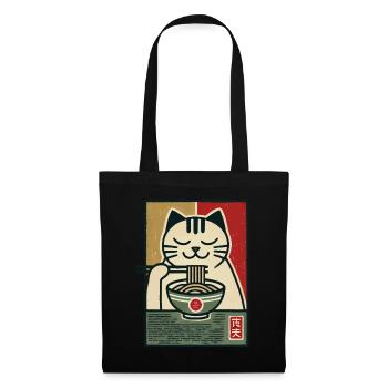 Ramen Nouilles Chat Amoureux Rétro Kawaii Chats - Sac en tissu - noir - Devant