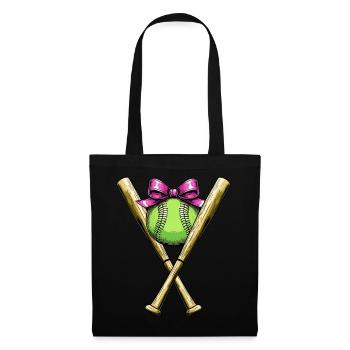 Coquette Bogen Softballschläger Mütter Tag rosa - Stoffbeutel - Schwarz - Vorne
