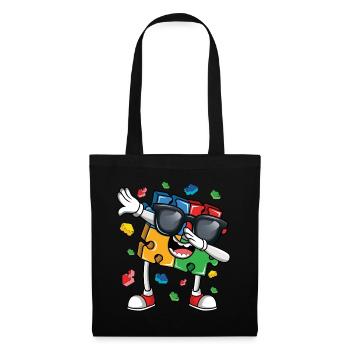 Autism Colorful Puzzle Figure With Sunglasses - Tote Bag - black - Front