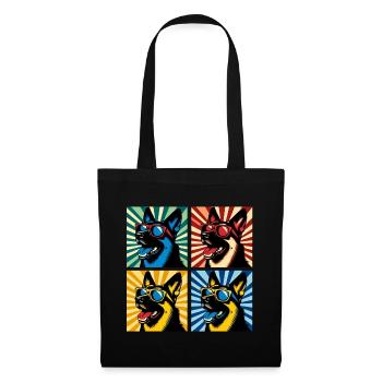 Ours Pop Art du Berger, Peluche, Biscuit, Gaufres - Sac en tissu - noir - Devant