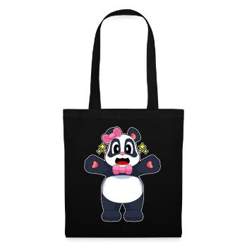 Panda Haarschleife - Stoffbeutel - Schwarz - Vorne
