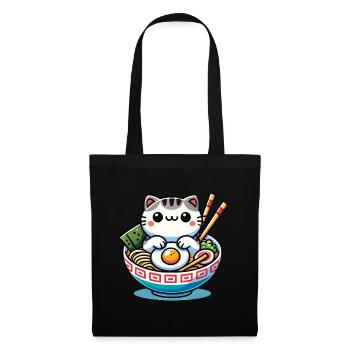 Chat Kawaii en Ramen Bowl Streetwear - Sac en tissu - noir - Devant