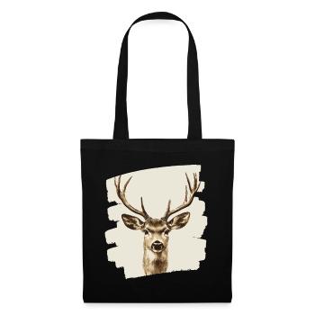 Cerf avec bois - Sac en tissu - noir - Devant