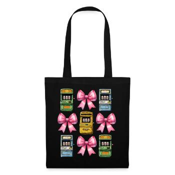 Coquette Bow Spielautomat Glücksspiel Gambler - Stoffbeutel - Schwarz - Vorne