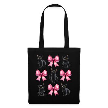 Coquette Bow Black Cat Mom Pink Bow - Tote Bag - black - Front