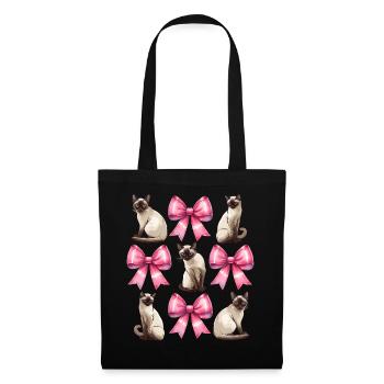 Coquette Bow Siamese Cat Mom Cute Pink Mothers Day - Tote Bag - black - Front