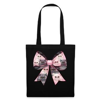 Coquette Bogen Perserkatze Mama Muster Rosa - Stoffbeutel - Schwarz - Vorne