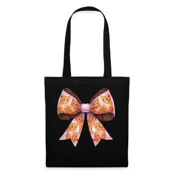Coquette Bow Orange Cat Tabby Cat Pattern - Tote Bag - black - Front