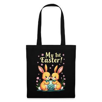 Mes 1ÈRES Lapins de Pâques Doux Pâques Première Pâques - Sac en tissu - noir - Devant