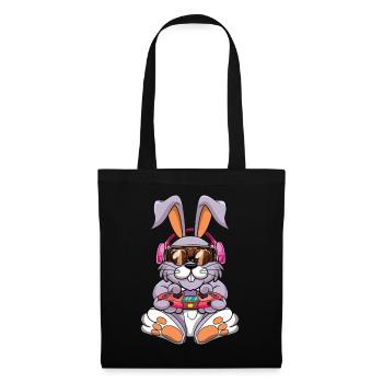 Lapin de Pâques de jeu avec écouteurs Pâques - Sac en tissu - noir - Devant