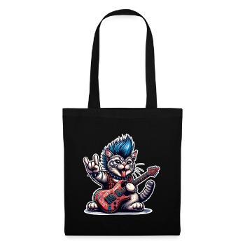 Cat Guitariste de Rock and Roll - Sac en tissu - noir - Devant