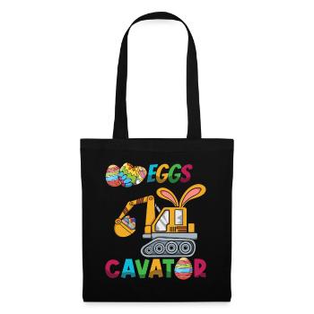 Ostern Eggscavator Bagger Spaß - Stoffbeutel - Schwarz - Vorne