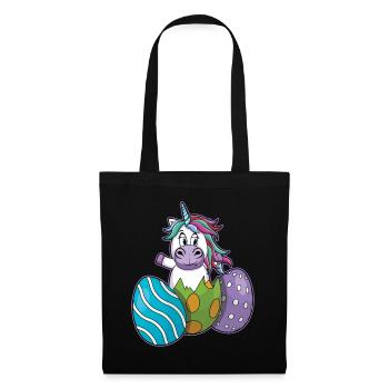 Cheerful unicorn with Easter eggs - Tote Bag - black - Front