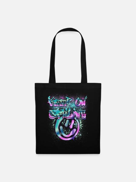 Smileys et texte phosphorescents - Sac en tissu - noir